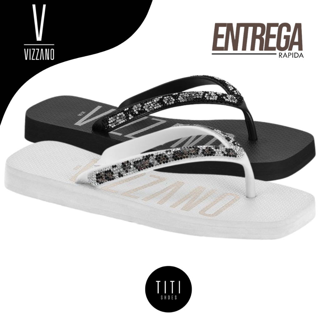 Chinelo Vizzano Original Feminino Flat Bico Quadrado Confortável Estiloso Moda Casual