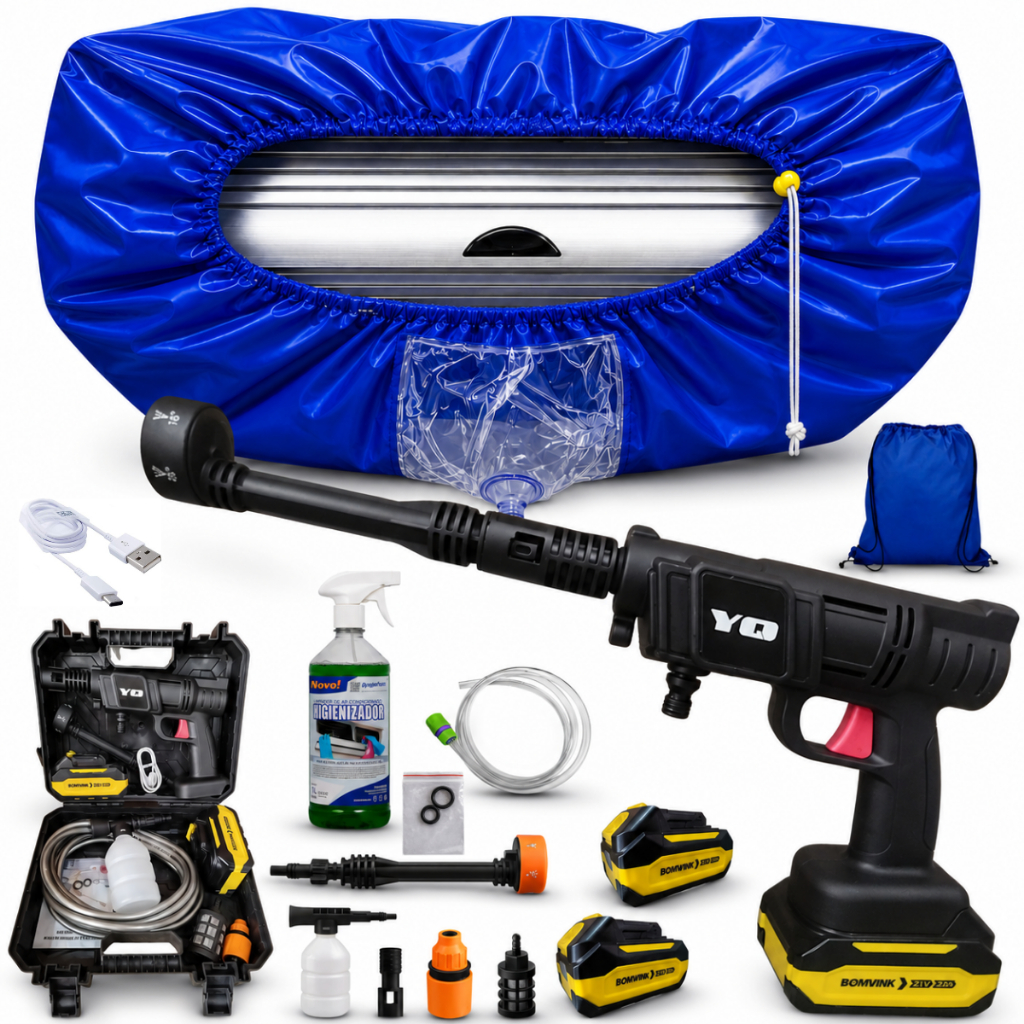 Kit Para Limpeza de Ar Condicionado Split + Bolsa Coletora 18k Á 30K + Lavadora 21V