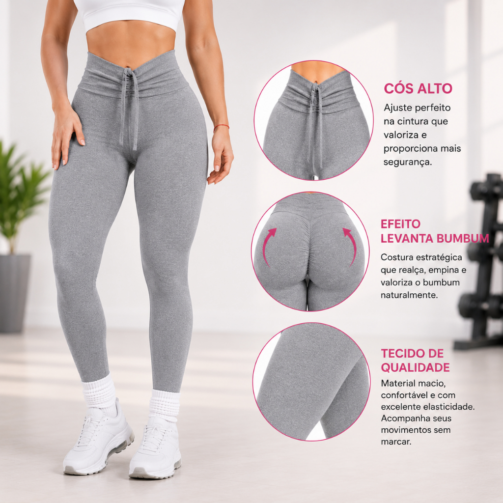 Calça Legging Levanta Bumbum Feminina Cós Alto Academia Fitness Modeladora Confortável Praia Hot
