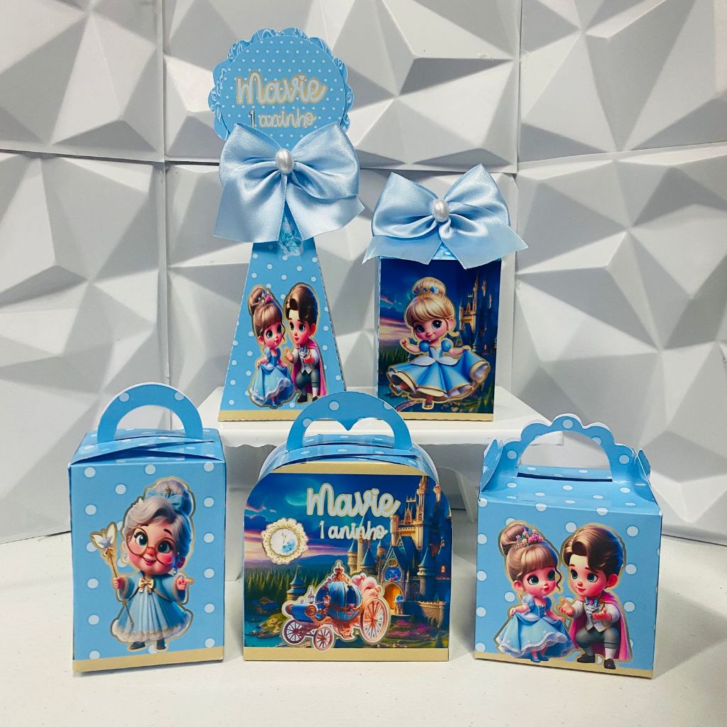 Kit Caixa Cinderela Cute Personalizado/Lembrancinhas de Festa/Aniversário