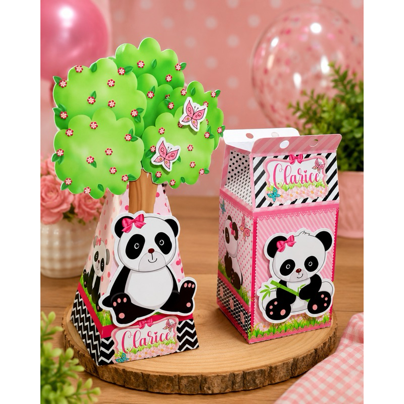 Caixinhas tema Pandinha Rosa Personalizado | Kit Simples e Kit Luxo | Festa Infantil | Lembracinhas Pandinha