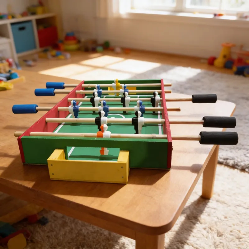 Mini Pebolim de Mesa Totó Infantil em Madeira com 2 Bolinhas Jogo Educativo Futebol de Mesa — imagem 2 de 2
