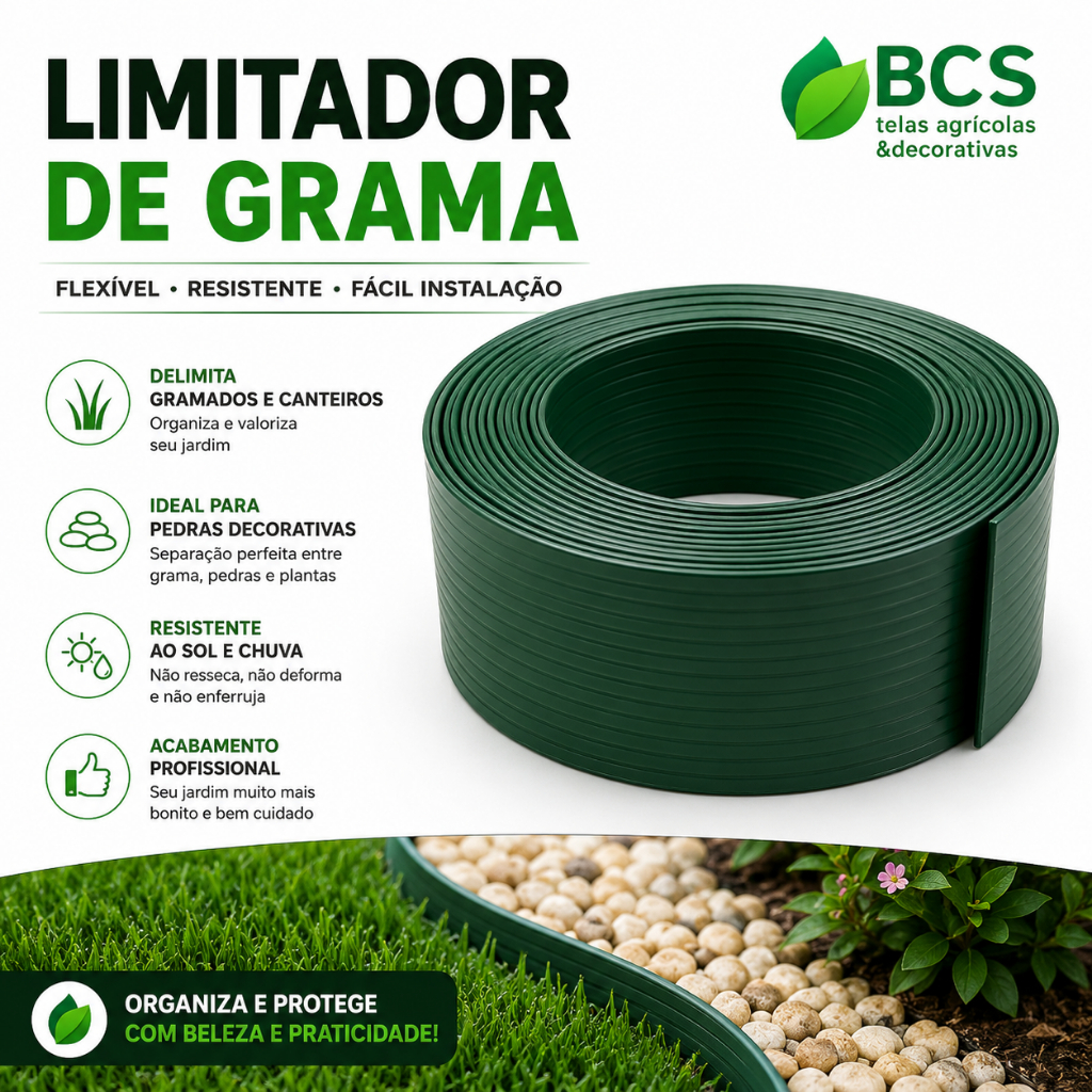 Limitador De Grama Separador Jardim Canteiros Paisagismo Cercamento Com Borda 10Cm Altura