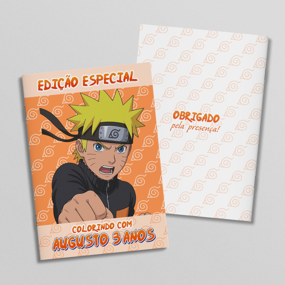 Livro de colorir Naruto Personalizado - Lembrancinha de Aniversário