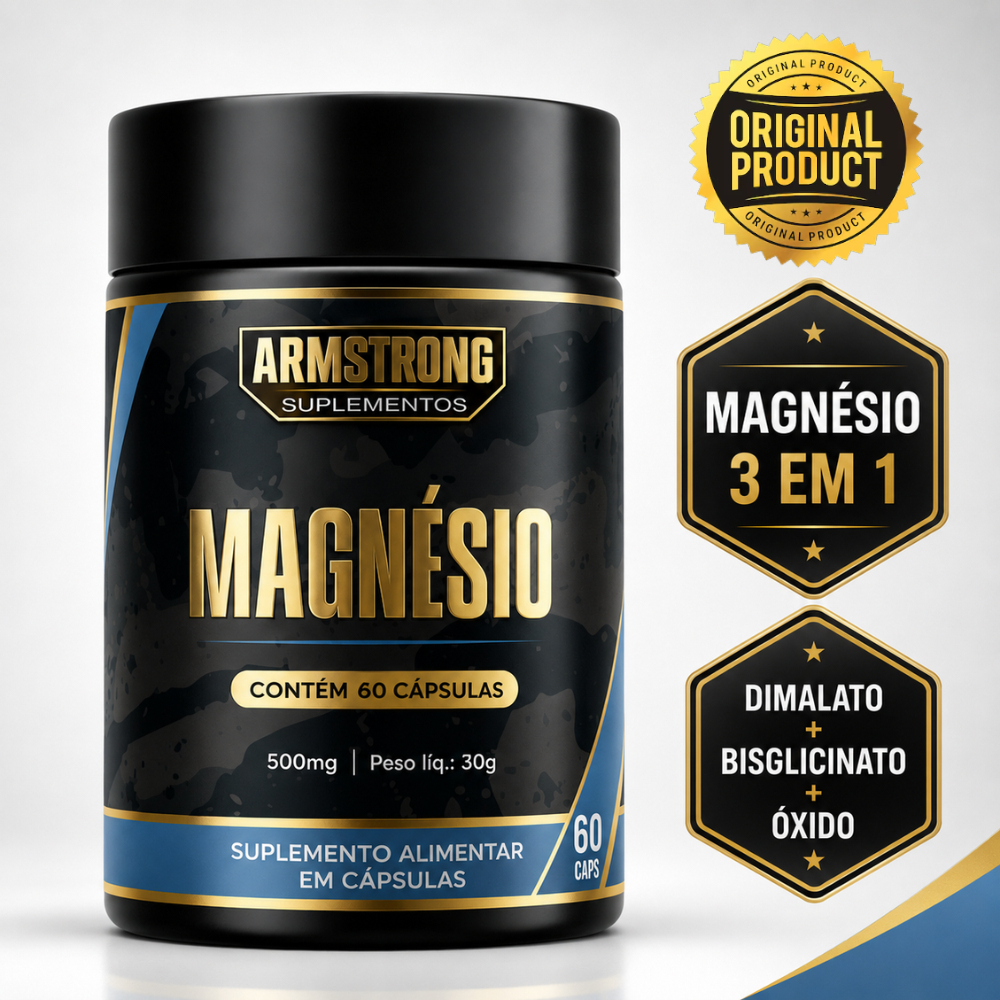 3 Magnésio Dimalato + Bisglicinato + Óxido | Armstrong Suplementos 60 Cápsulas - Envio Imediato