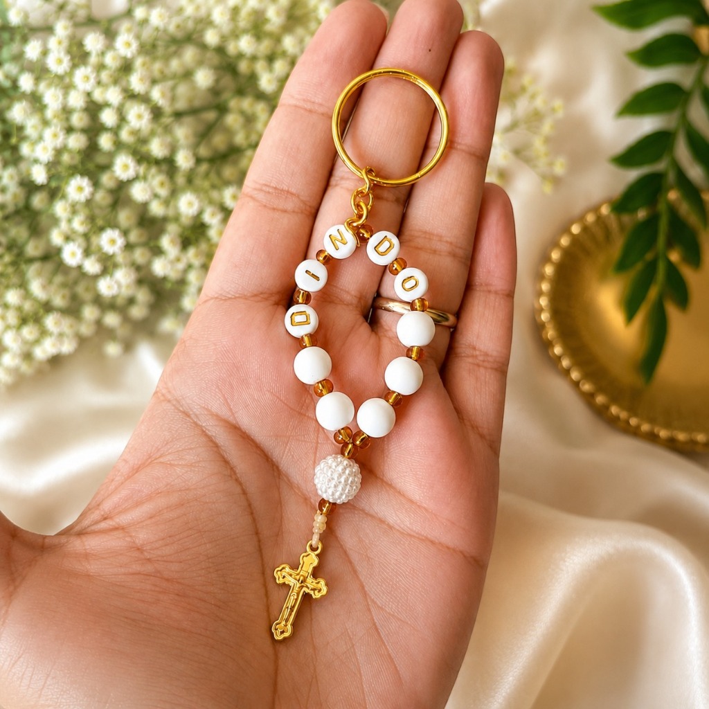 Mini Terço chaveiro Personalizado Lembrancinha de Batizado