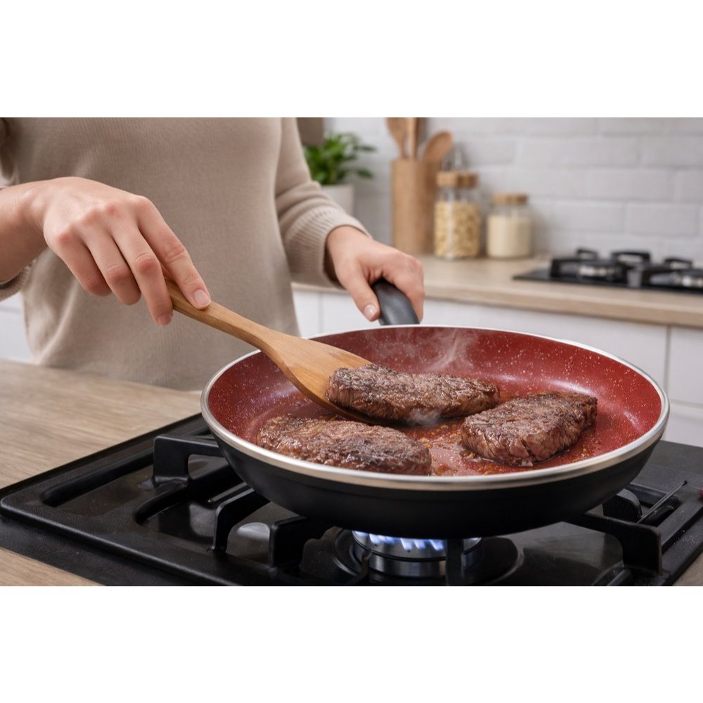 FRIGIDEIRA REVEST CERAM MAX CHEF BLACK RED 22cm Compatibilidade: Fogão a gás, elétrico e indução