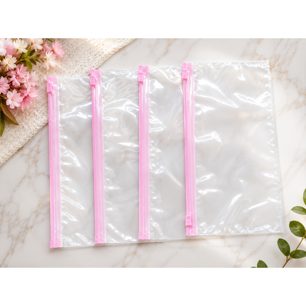 kit 50/30/10 estojo zip zap com fecho rosa de pvc multiuso