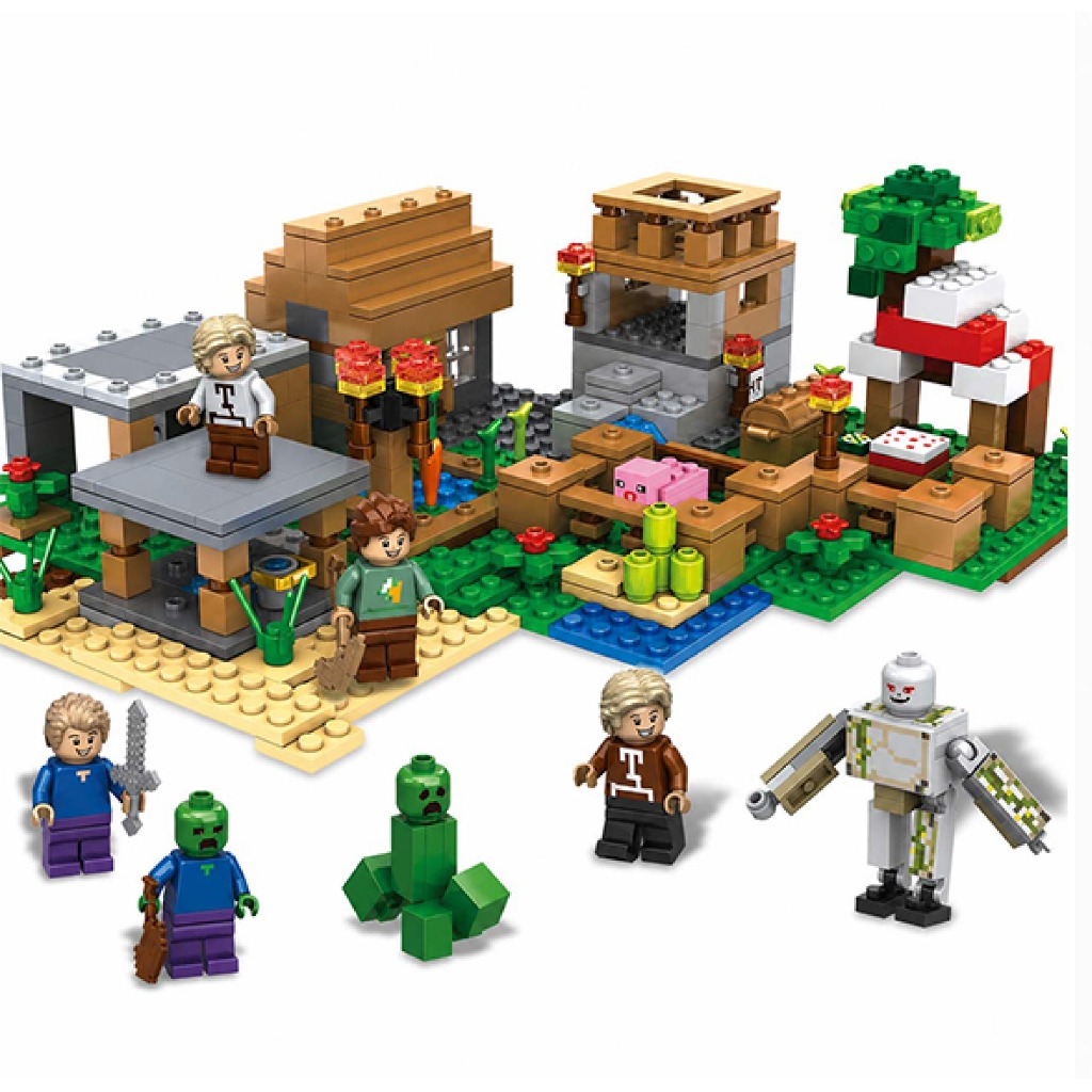 Bloco de Montar Cidade Craft Brinquedo com 8 PERSONAGENS - 551 pçs - 8802