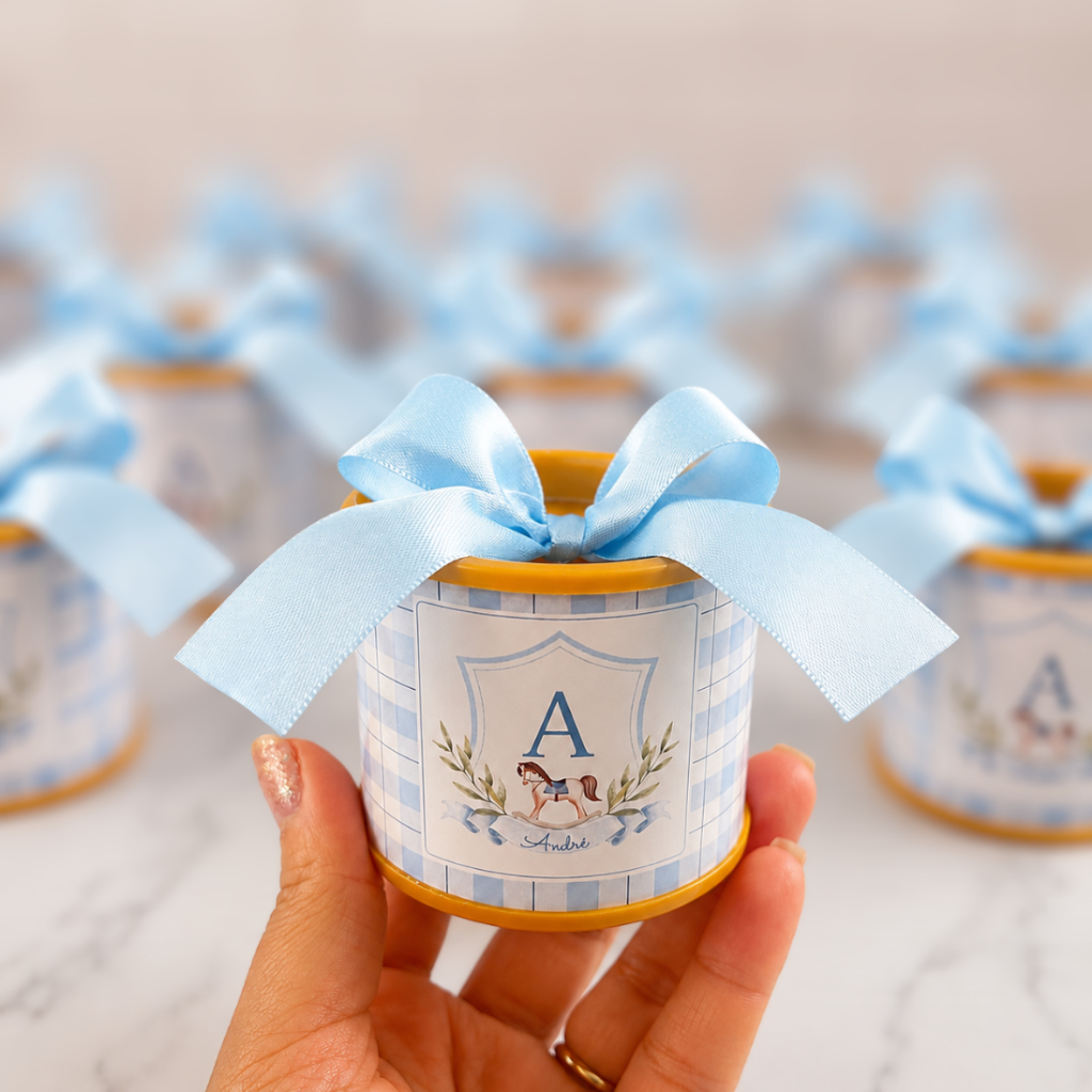 Kit Tubolata Personalizada 5x6-Cavalinho azul- Lembrancinha maternidade/chá de bebê
