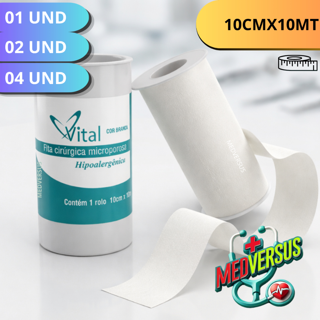 Fita Micropore Branca 10cmx10m Hipoalergênica, Respirável, para Curativos