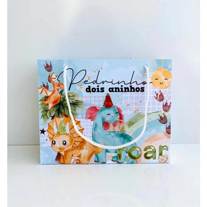 Sacolinha lembrancinha personalizada DINOSSAUROS - festa infantil PEGUE E MONTE