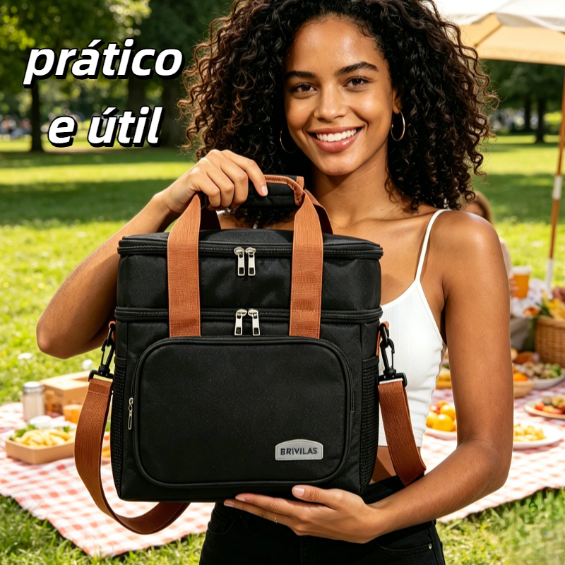 Lancheira Térmica Isolante Resistente e Duradoura, Bolsa Cooler Portátil com Grande Capacidade para Camping