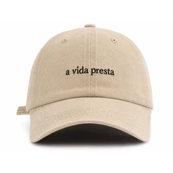 Boné Marrom A Vida Presta Aba Curva feminino Ajustável Estilo Casual Frase