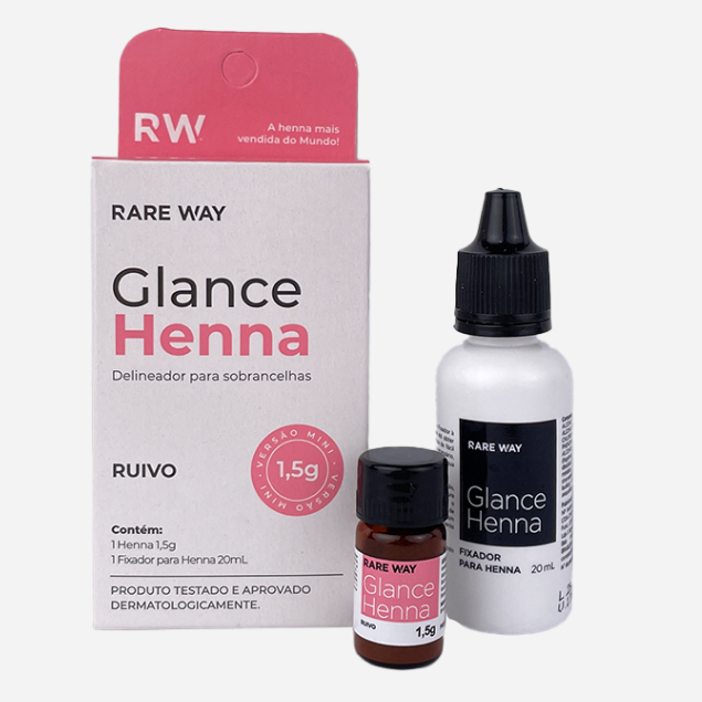 Kit Glance Henna para Sobrancelhas Ruivo Mini 1,5 g - Rare Way