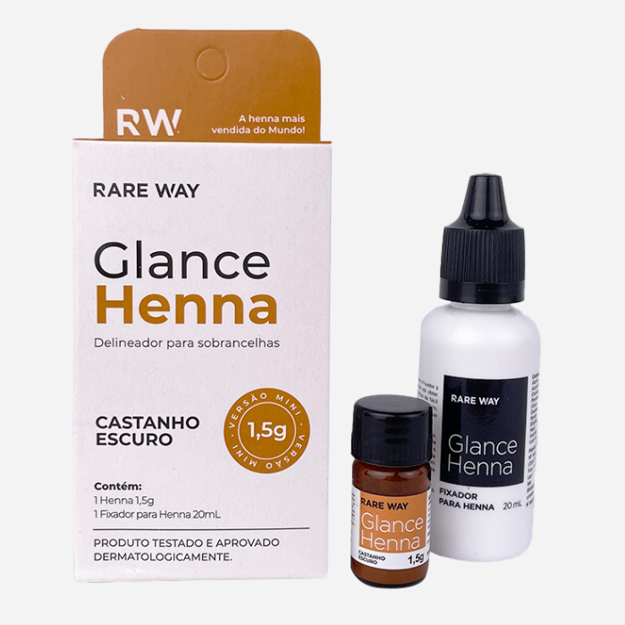 Kit Glance Henna para Sobrancelhas Castanho Escuro Mini 1,5 g - Rare Way