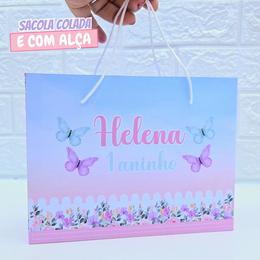 Sacolinha Personalizada Borboleta Rosa 2| Sacolinha Surpresa | Lembrancinha de Festa | Aniversário