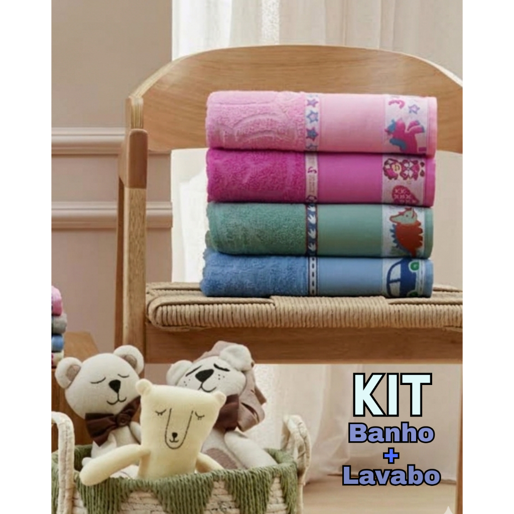 Toalhas INFANTIL nome personalizadas banho e lavabo bebê enxoval bordado.