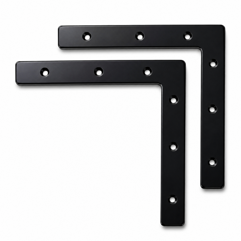 Kit 2 Cantoneiras Aço 15x15cm Reforço Moldura MDF Móveis Cantos Com 12 Parafusos Inox