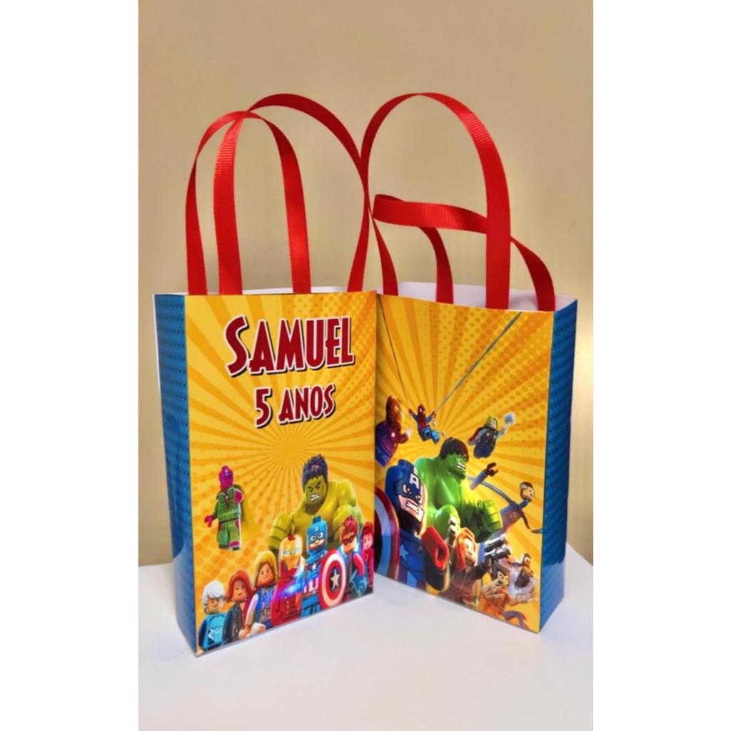 Sacolinhas Vingadores Lego Lembrancinhas personalizadas para Aniversário