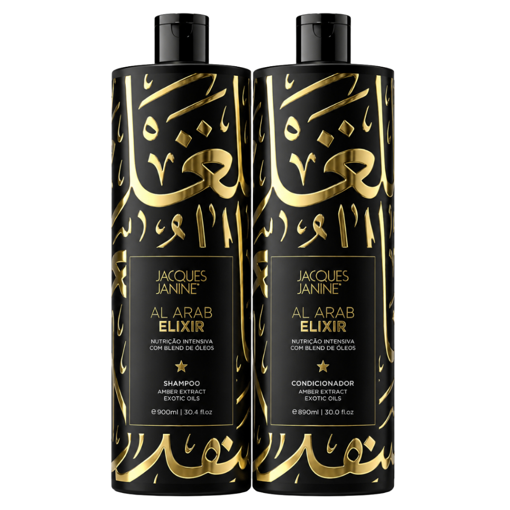 Jacques Janine Al Arab Elixir Shampoo Nutrição 900ml Condicionador Leave-in 890ml — Blend Óleos