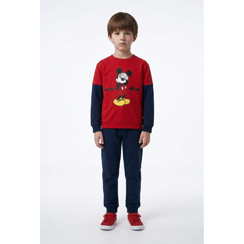 Conjunto Infantil Menino Youccie | Mickey Mouse | Camiseta Meia Estação e Calça Moletom| Inverno | Tamanhos: 2,4,10