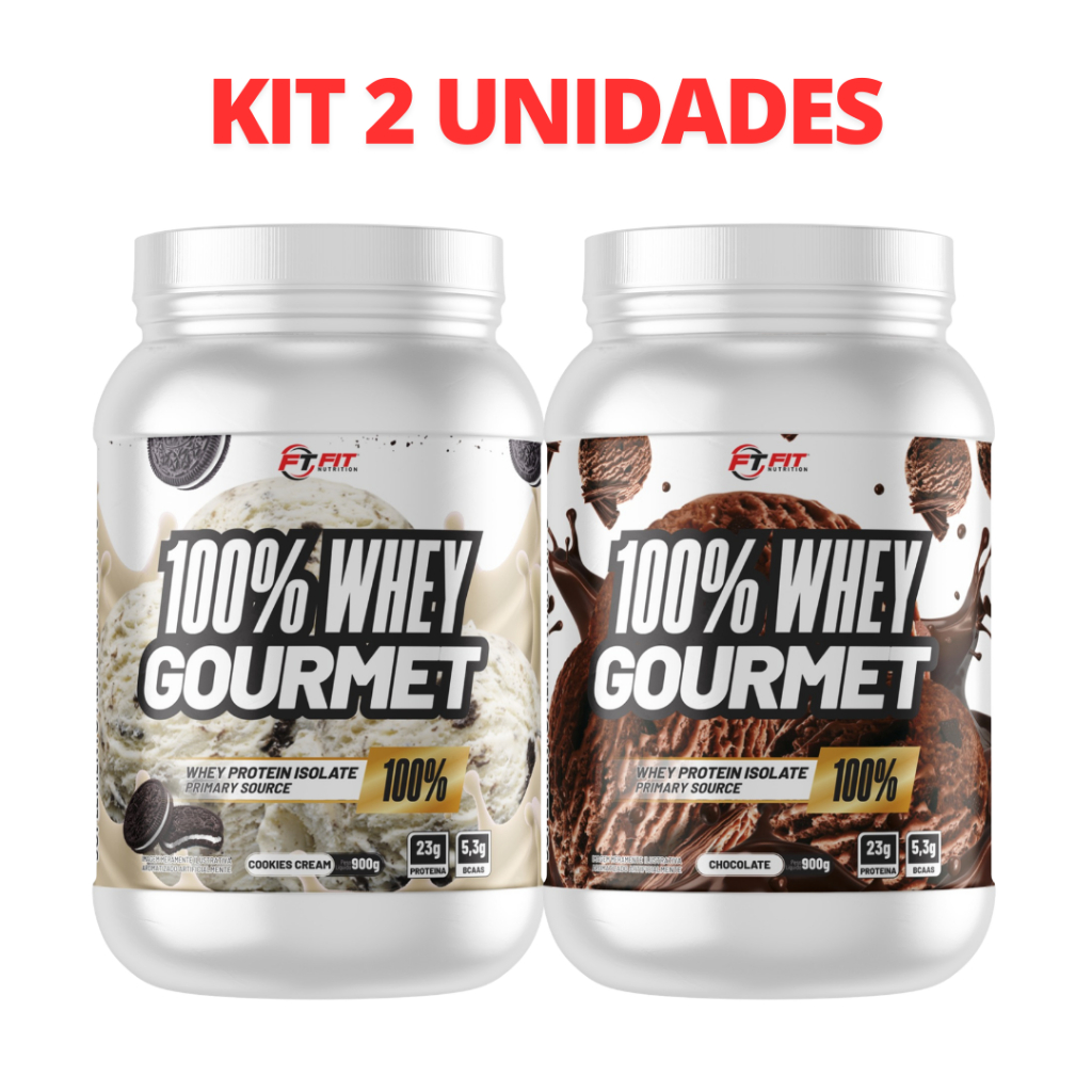 Kit 2 Whey Protein Gourmet 100% Concentrado 900g Cada Pote