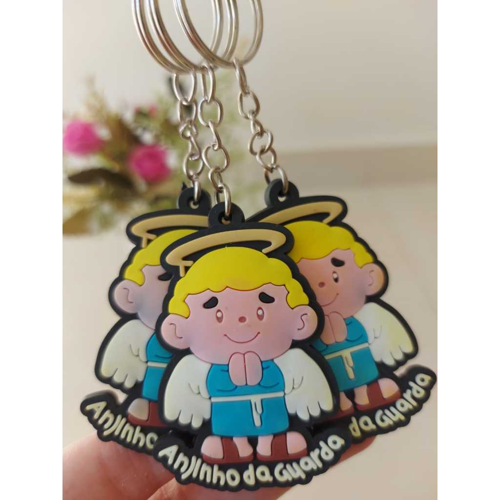Chaveiro emborrachado anjo da guarda
