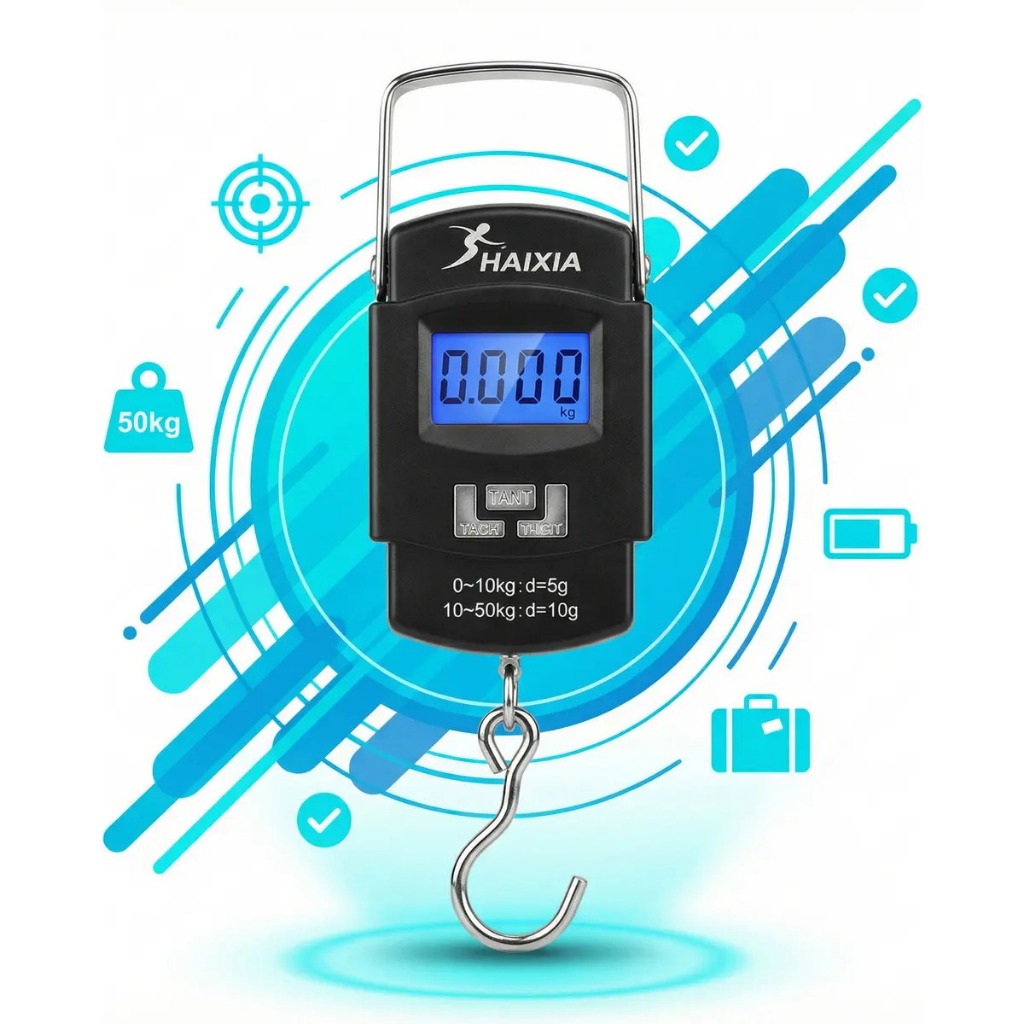 Balança Digital Portátil De Mão Bolsa Mala Peixe Até 50kg Haixia