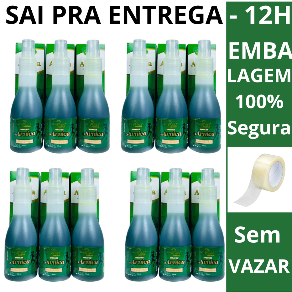 Kit com 12 Unidades Spray Ice Arnica – Gel Massageador Alívio Corporal Diário 150ml Efeito Relaxante