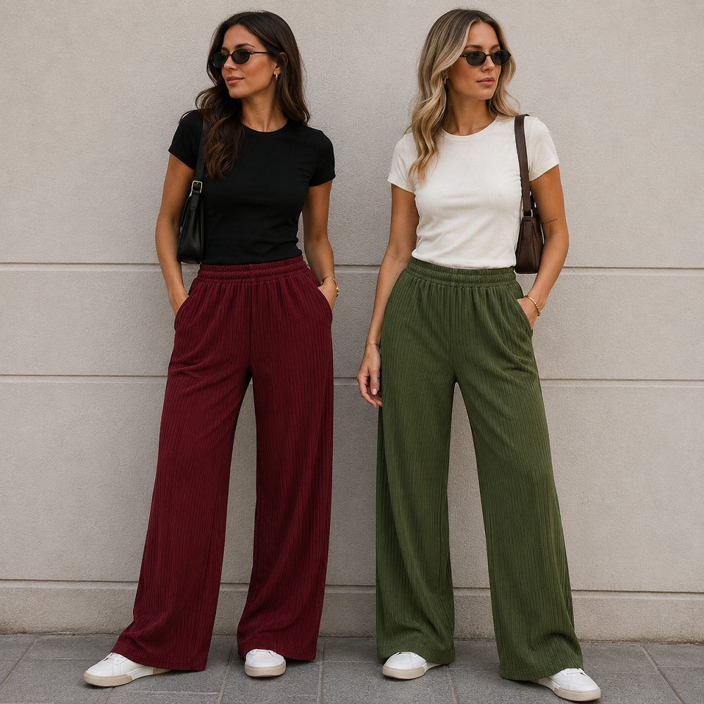 Calça Feminina Canelada do P ao GG Calça Feminina | Calça Feminina Confortável | Calça Feminina Canelada Cintura Alta