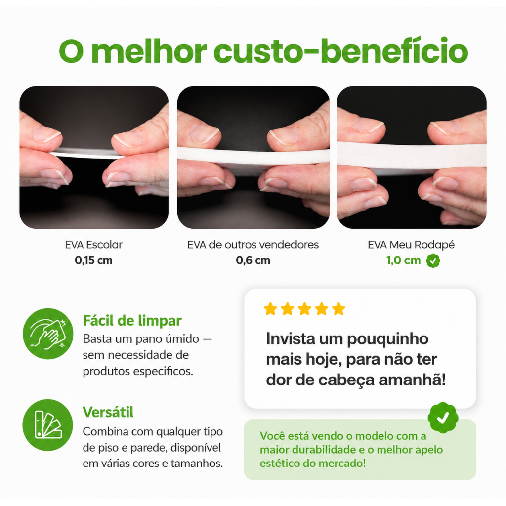 Rodapé Moldura Autocolante Flexível EVA 15cm - 10 Metros RP16 · foto 2