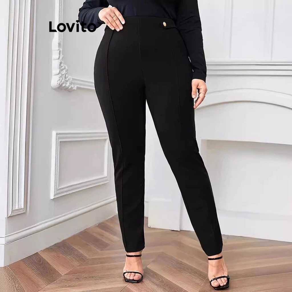 Lovito Plus Size Calça Skinny Montaria Básica PTNS60BX205