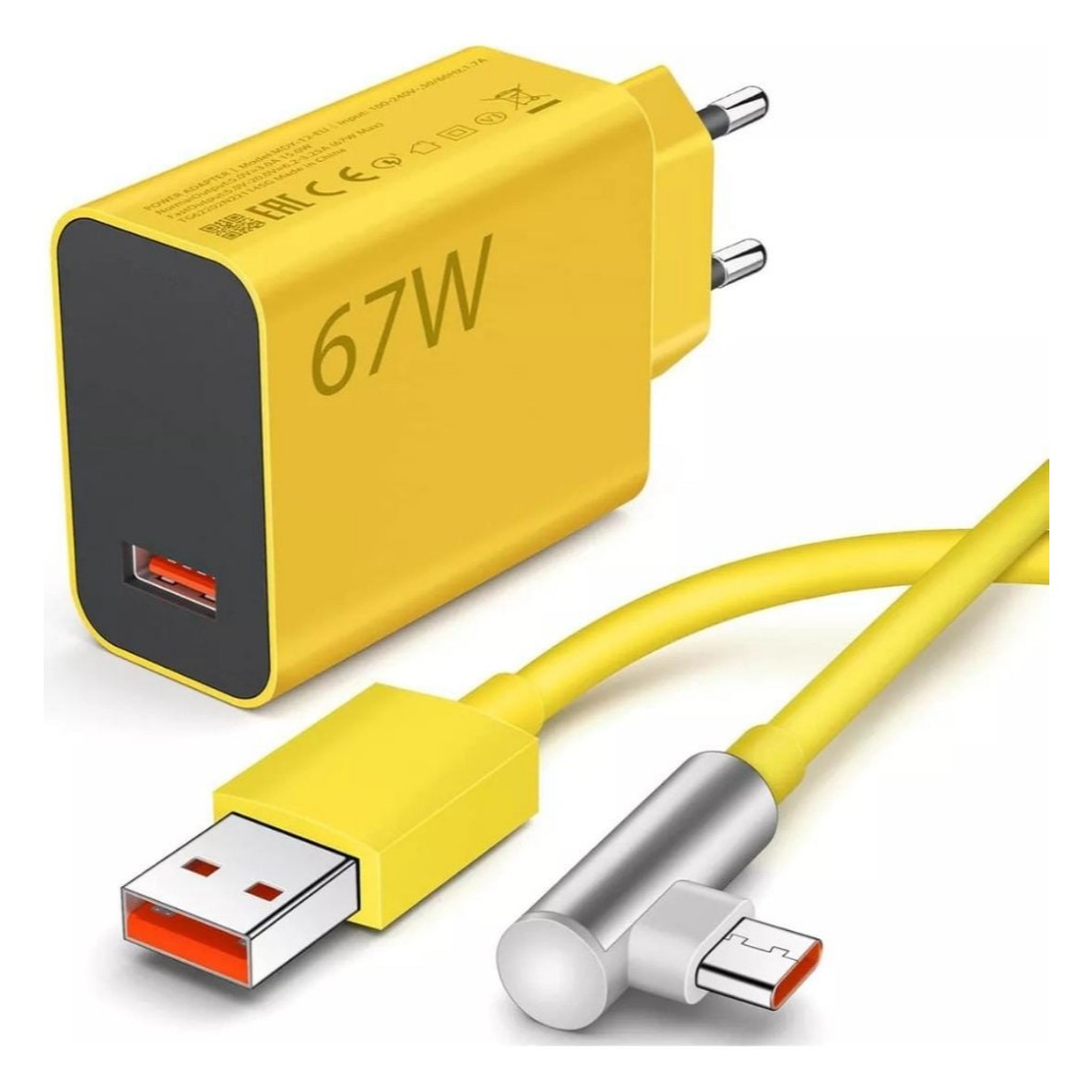 Carregador Xiaomi 67W Turbo Fonte + Cabo Tipo C 6A Mi Turbo Charge Bivolt