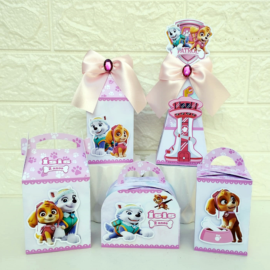 Kit Festa Patrulha Canina Skye e Everest Personalizados | Lembrancinhas Aniversário | Festa Infantil | Kit caixas