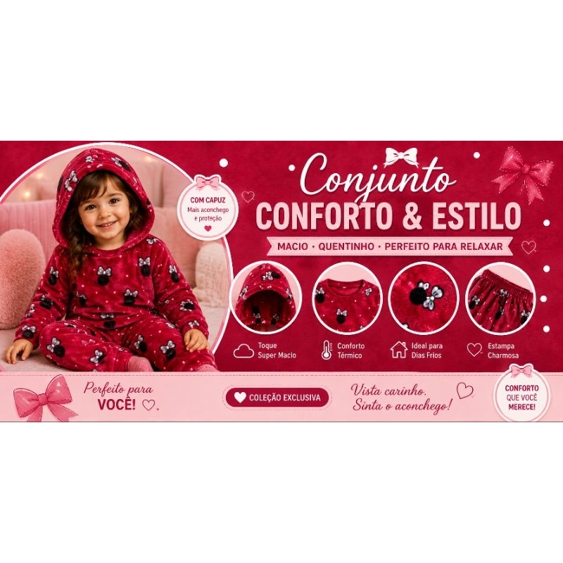 Conjunto de Soft menina  super quentinho com touca  estampa sortidas