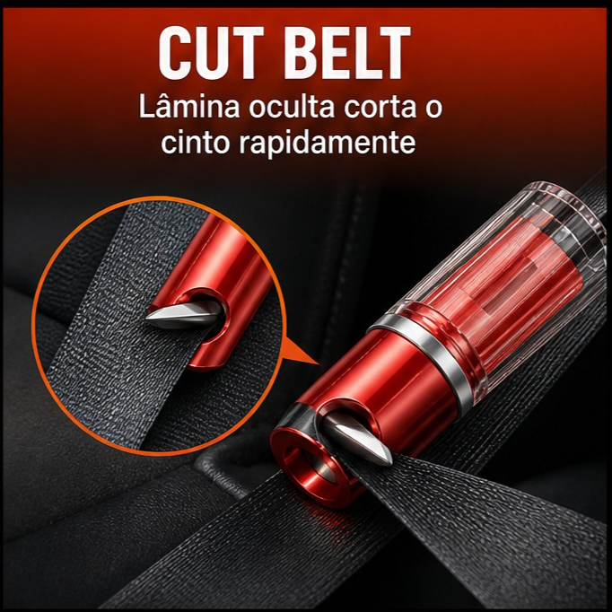 Martelo de Segurança Veicular 2 em 1 Quebra Vidro e Corta Cinto de Emergência Automotivo Compacto para Carro Caminhão — imagem 2 de 2