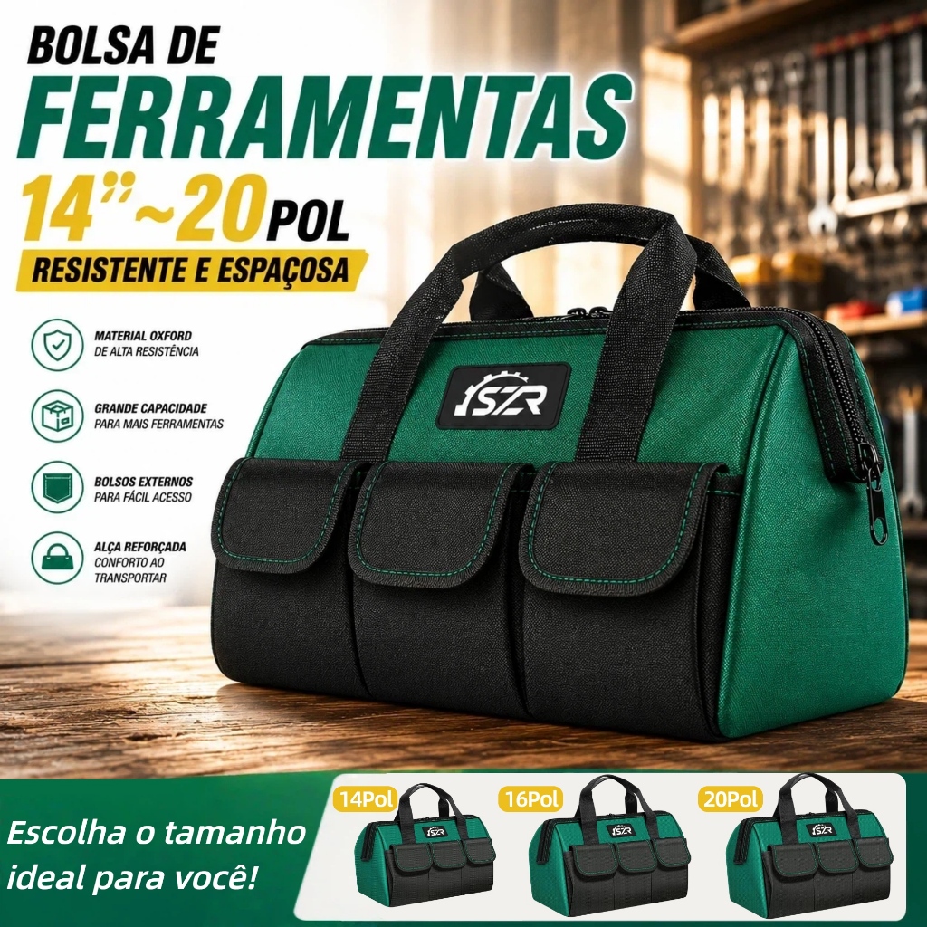 Bolsa de Ferramentas Profissional 14/20 Polegadas Multiuso Organizador em Lona Resistente para Ferramentas