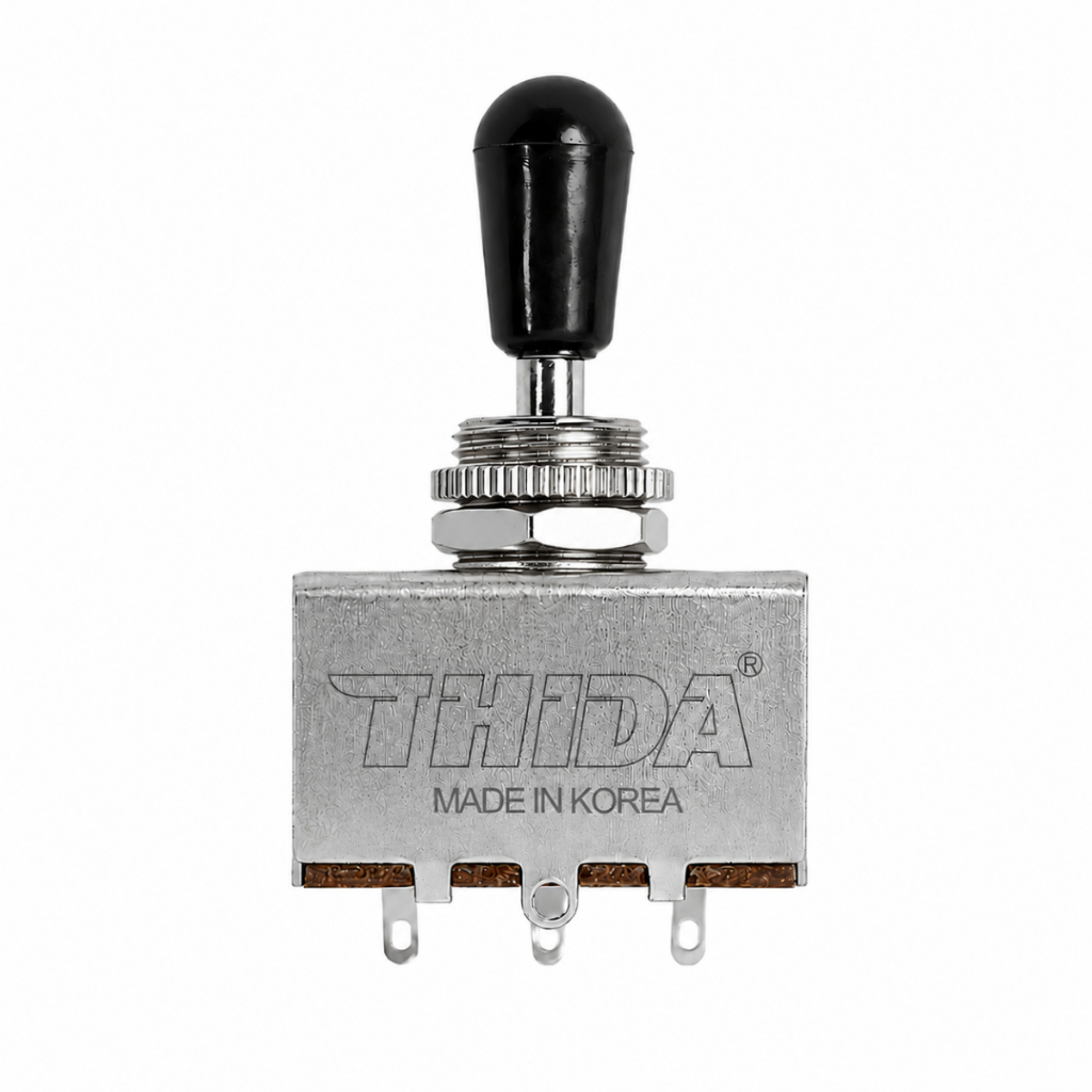 Chave Seletora Alpha 3 Posições Para Guitarra Com Knob Preto Metálico