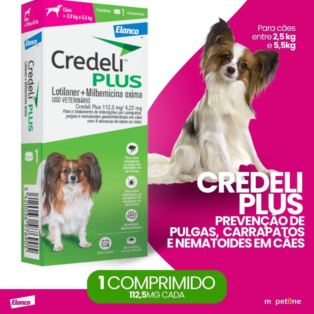 Kit 2 Credeli Plus Elanco para Cães de 2,8 a 5,5kg - 1 Comprimido — imagem 2 de 2