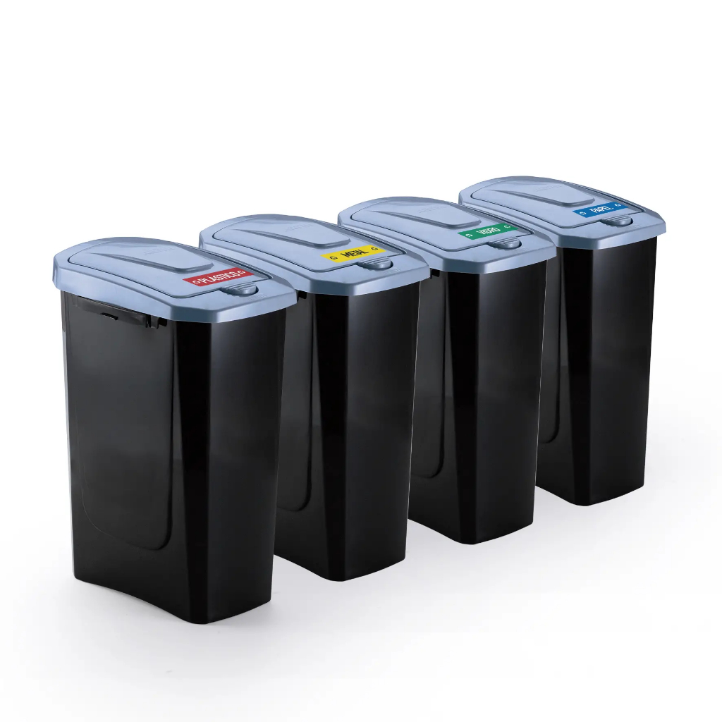 Kit Lixeiras Coleta Seletiva 15 Litros Cada Arthi Tampa Click Acoplável Lixo Orgânico E Reciclável