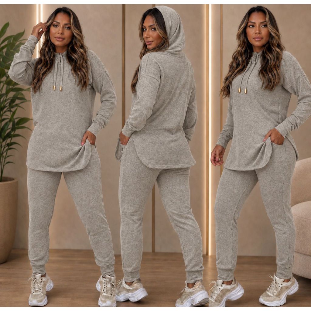 Conjunto envio rapido mais vendidos  Lanzinha Bolso e touca com cordão punho calça moda feminina  outono inverno casual