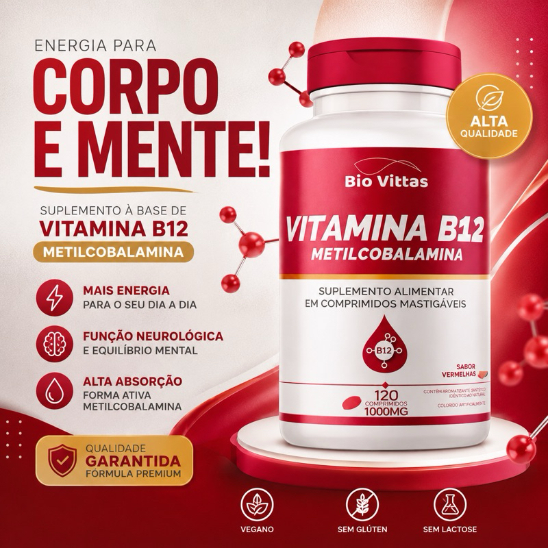 Vitamina para Energia e Disposição B12 Vitamin 1000mcg 120