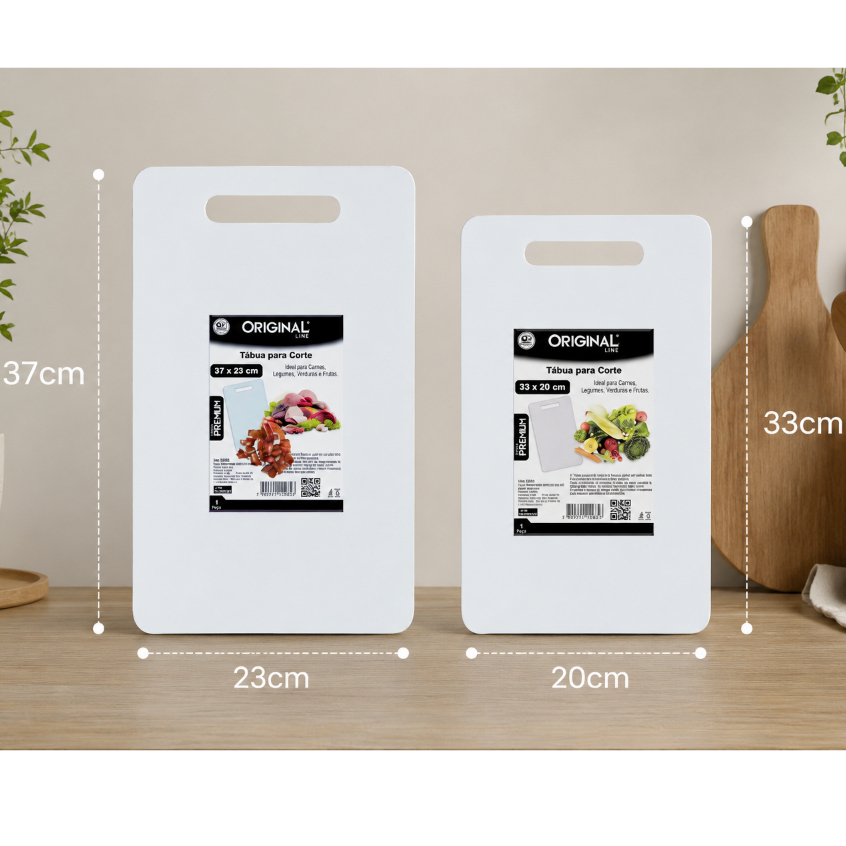 KIT 2 TABUA DE CARNE PVC PREMIUM COZINHA CHURRASCO LEGUMES 37x23 E 33x20 CM.