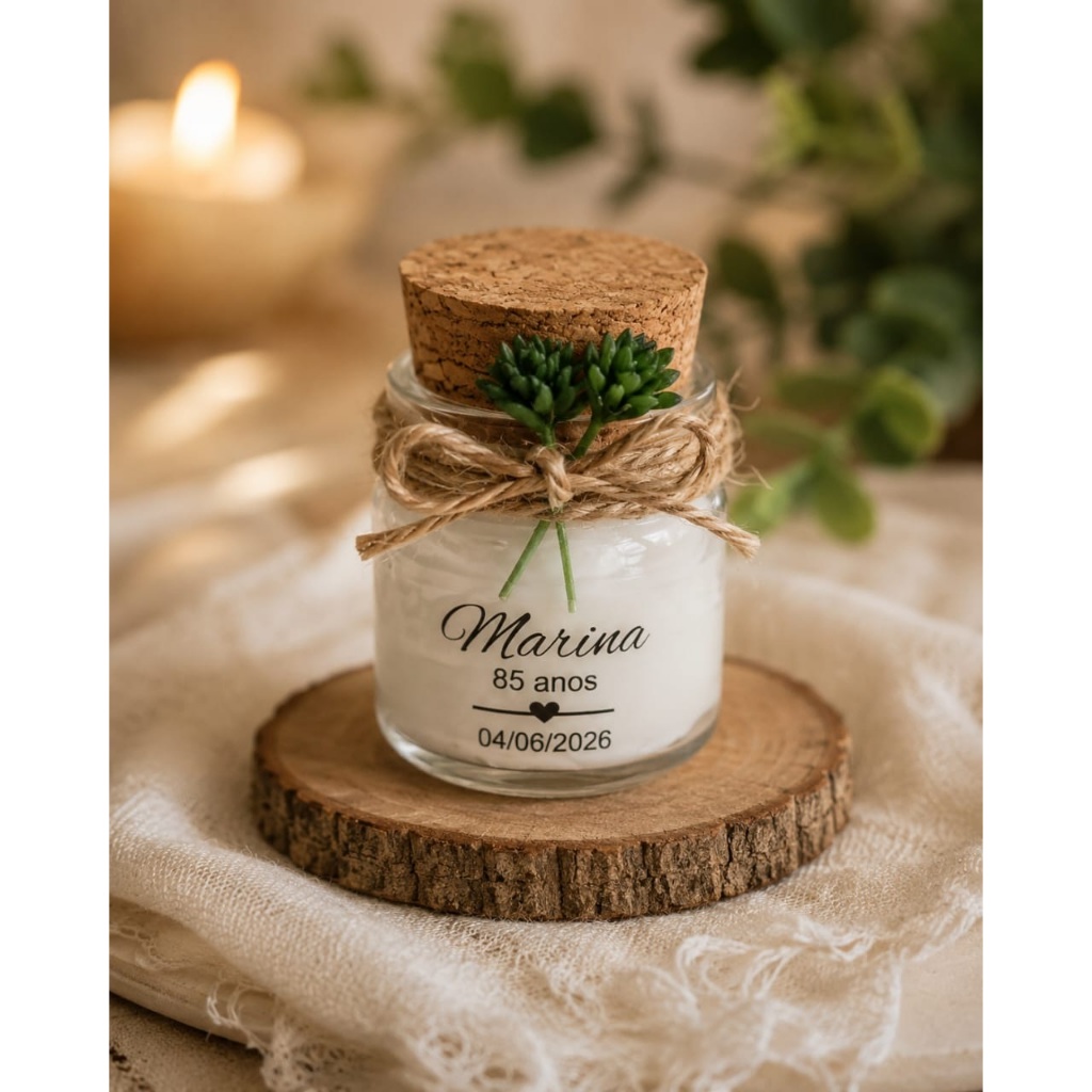 kit Vela Aromática Personalizada com Flores Secas | Lembrancinha para Casamento, Aniversário e Eventos