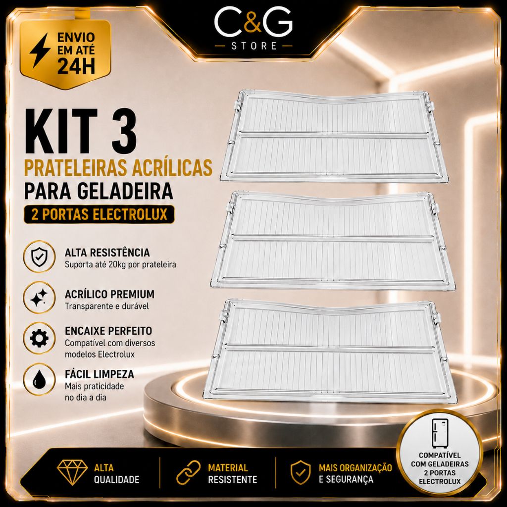 3 Prateleiras Grade Geladeira Acrilica Refrigerador Geladeira Electrolux Dc45 Dc46 Dc47 Dc48 Dc49a Df35 Dff39