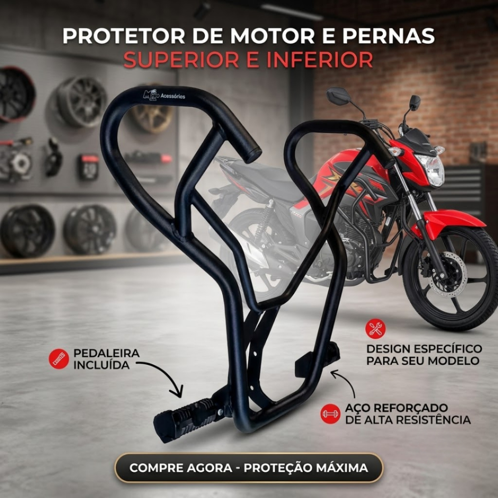 PROTETOR DE CARENAGEM  E MOTOS PARA HAOJUE DK 160 COM PEDALEIRA PRETO FOSCO