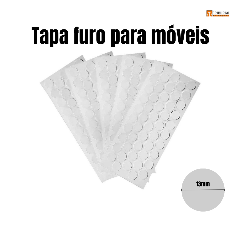 Tapa Furo Branco 13mm - Material PVC - Furos e Imperfeições - Armários, nichos, Guarda-Roupas
