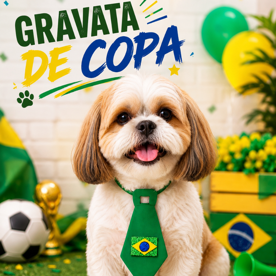 Gravatinha Pet Copa Do Mundo Brasil Ajustável Com Fita 60cm ATACADO