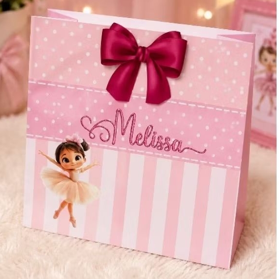 Sacolinhas Personalizada Bailarina com Nome – 15,5X 14 cm